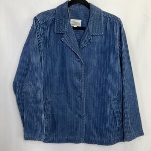 Women’s XL vintage blue chord button up long sleeve blazer 100% cotton